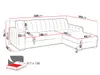A diagram of a sectional sofa with dimensions and measurements indicated. Náhľad obrázku produktu
