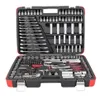 A red and black tool case filled with various tools, including sockets, wrenches, and screwdrivers. Náhled obrázku produktu
