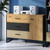 Sideboard 120cm, schwarz mit Eiche und sandfarben, Produktbild-Vorschau 4