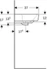 A technical drawing with dimensions of a sink. Anteprima dell’immagine prodotto