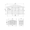 Technical drawings and dimensions of a wooden garden shed. Voir les images du produit