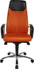 A front view of an orange and black office chair. Produktbild-Vorschau
