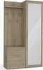 A tall, narrow wardrobe with a full-length mirror on the right side and coat hooks and drawers on the left. Produktbild-Vorschau