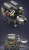 Two views of a detailed Lego-like model of a W16 engine. Voir les images du produit