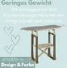 An ironing board is shown with text overlay describing its features. Produktbild-Vorschau