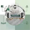 The underside of a robot vacuum cleaner is shown, with diagrams illustrating its cleaning functions. Anteprima dell’immagine prodotto