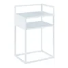 A white metal side table with two shelves is shown against a white background. Produktbild-Vorschau
