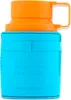 A close-up shot of a perfume bottle with an orange cap and a blue leather-like casing. Podgląd zdjęcia produktu