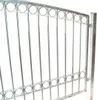 A close-up view of a silver metal garden gate with decorative circles. Produktbild-Vorschau