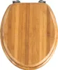A top-down view of a wooden toilet seat. Produktbild-Vorschau