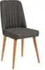 A single gray upholstered chair with wooden legs, isolated on a white background. Produktbild-Vorschau