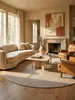 Teppich Beige rund Farbdetail Muster Produktbild-Vorschau