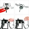 A collage of four images showing the assembly of a Christmas tree stand. Anteprima dell’immagine prodotto