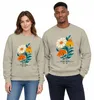 Sudadera con estampado vintage de girasol, margarita y Vista previa de la imagen del producto 3