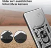 A phone case with a camera slider and ring stand, shown in a desert-like environment. Produktbild-Vorschau