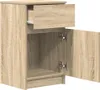 A wooden nightstand with an open drawer and an open cabinet door, showing the interior. Náhľad obrázku produktu