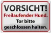 Blechschild Hinweis 18x12cm Vorsicht Freilaufender Hund Produktbild-Vorschau 1