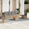 7-tlg. Garten-Sofagarnitur mit Kissen Beige Poly Rattan Produktbild-Vorschau 2