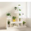 A white wooden plant stand with multiple tiers, filled with various potted plants, placed against a light-colored wall. Náhled obrázku produktu