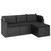 vidaXL 3-Sitzer-Gartensofa mit Dach und Fußhocker Schwarz Produktbild-Vorschau 6