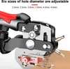 A close-up view of a multi-functional hole punch tool, highlighting its adjustable hole diameter feature. Náhled obrázku produktu