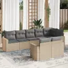 8-tlg. Garten-Sofagarnitur mit Kissen Beige Poly Rattan, Produktbild-Vorschau 1