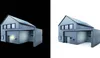 A split image showing a modern house with a garage on a black background on the left and a white background on the right. Anteprima dell’immagine prodotto