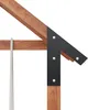 A close-up view of wooden beams joined by a black metal bracket with visible screws. Produktbild-Vorschau