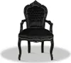 Barockstuhl Barock Stuhl Armlehne Schwarz Stoff Esszimmer Produktbild-Vorschau 1