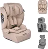 A collage of images showing a beige car seat from different angles and disassembled views. Voir les images du produit
