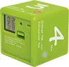 A green cube timer with digital display and text indicating tea types and brewing times. Podgląd zdjęcia produktu