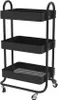 A black three-tiered rolling cart is shown against a white background. Produktbild-Vorschau