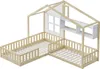 STILVORA  Kinderbett 90x200/140x70 Holzbett mit Fenster und Produktbild-Vorschau 6
