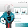 Close-up marketing image of a teal and black electric pruning shear with various labels and diagrams. Produktbild-Vorschau