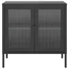 A dark gray sideboard with glass doors and metal legs is shown against a light gray background. Produktbild-Vorschau