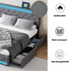 Dvoulůžková postel ProximaX 140 × 190 cm, šedé plátno, RGB Náhled obrázku produktu 7