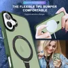Collage of images showing a phone case with a magnetic ring, a hand attaching a MagSafe charger, and a woman holding a phone with the case. Náhled obrázku produktu