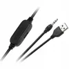 A black audio cable with a USB connector and a 3.5mm jack connector, featuring an inline volume control. Podgląd zdjęcia produktu
