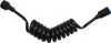 A black coiled shower hose with blue connectors on a white background. Náhled obrázku produktu
