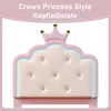 A pink and white upholstered headboard with a crown design and LED lighting. Anteprima dell’immagine prodotto