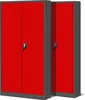 Two red metal cabinets with gray frames are shown side-by-side against a white background. Voir les images du produit