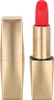 A gold lipstick tube with the cap off, revealing a coral-colored lipstick bullet. Podgląd zdjęcia produktu