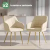 2x Krzesło tapicerowane z przeszyciami kwadratowymi Beżowe Podgląd zdjęcia produktu 10