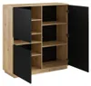 Buffet Raven mit 3 Türen, Mattschwarz und Holzoptik, 121cm Produktbild-Vorschau 3