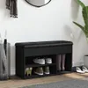 A black shoe bench with storage compartments in a hallway setting. Podgląd zdjęcia produktu