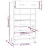 A line drawing of a white shoe cabinet with dimensions indicated by text and lines. Anteprima dell’immagine prodotto