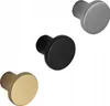 Three cabinet knobs in different colors (black, gray, and gold) are displayed against a white background. Podgląd zdjęcia produktu