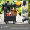 A family with a dog is using a KESSER® Bollerwagen outdoors. Produktbild-Vorschau