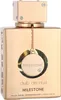 A close-up, front-facing studio shot of a gold-colored perfume bottle with a decorative chain and charm. Anteprima dell’immagine prodotto