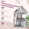 Holzpuppenhaus 3-stöckig mit 13 Möbeln, Spielhaus für Produktbild-Vorschau 6